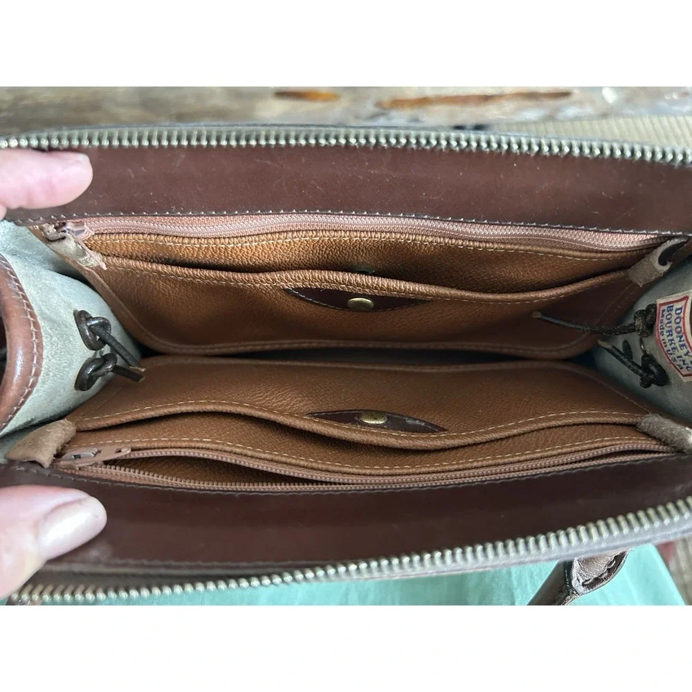 Dooney & Bourke Rare Vintage AWL Satchel Handbag in Bone &‎ Burnt Cedar